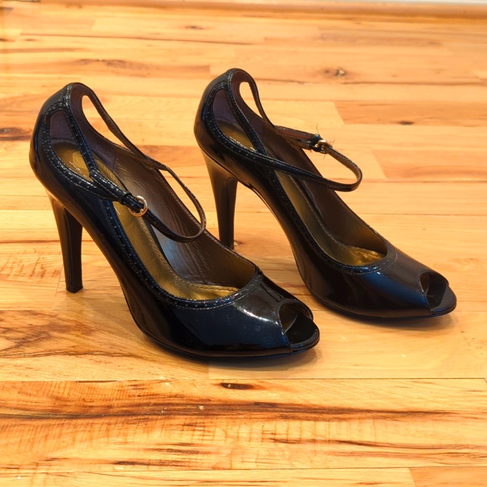 Paolo 9.5 black peep toe heels!!! Worn once!